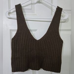 NWT The Drop Brown Knitted Cropped Top, Medium